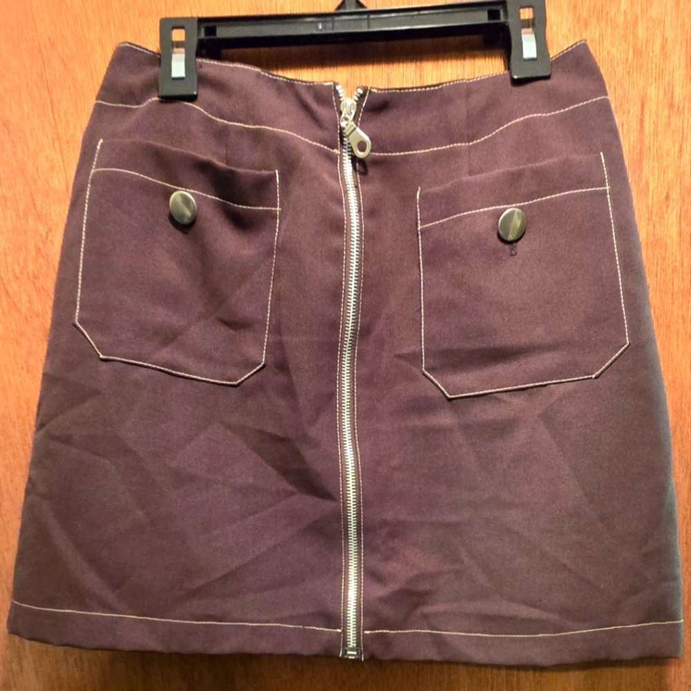 Pretty Good Brown Mini Skirt with Pockets SzM